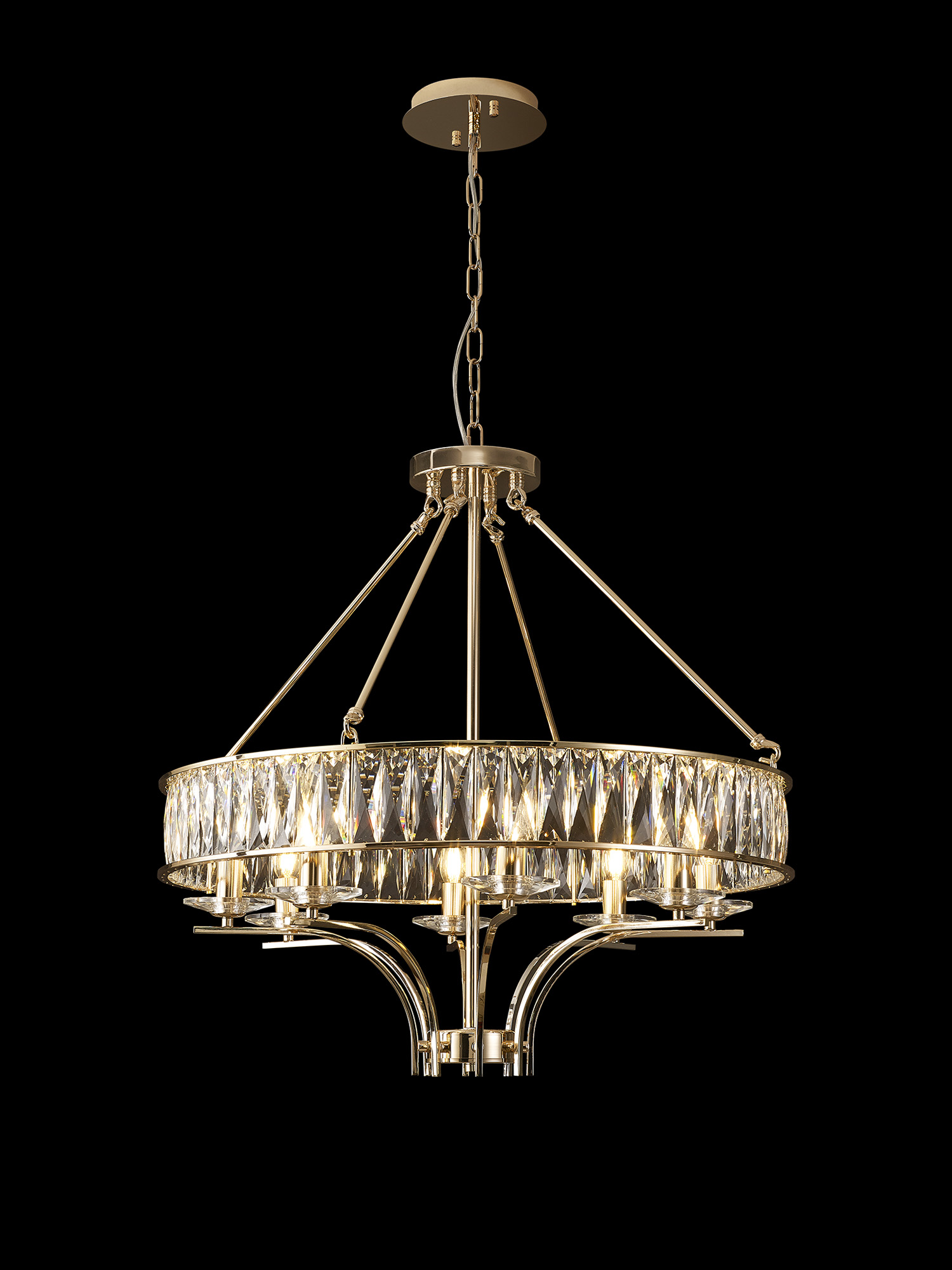 Vivienne French Gold Crystal Ceiling Lights Diyas Statement Crystal Fittings